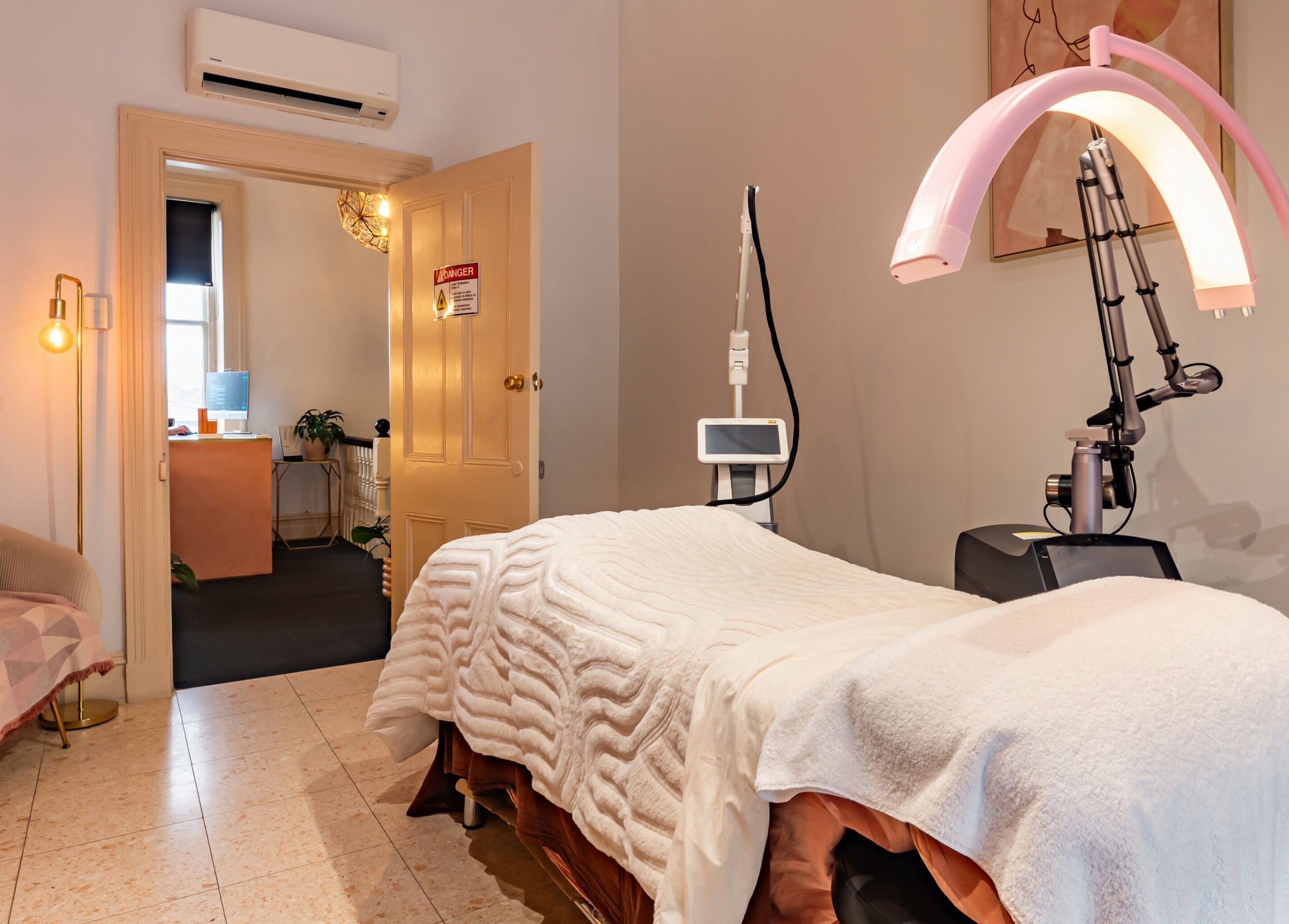 Cozy treatment room at Me Skin and Body in Melbourne, Victoria, AU showcasing a relaxing spa ambiance.