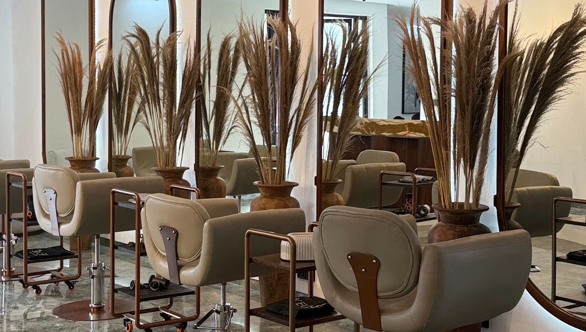 Elegant salon interior at Shaz Salon Beauty Wellness, featuring chic chairs and decor in Bali, Bali, ID.