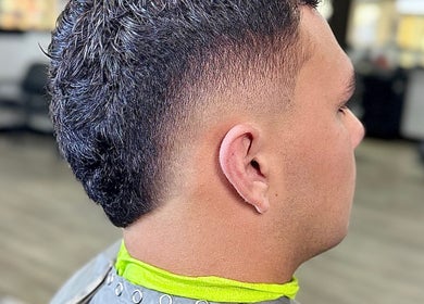 Close-up of a fresh fade haircut at Ruben Carreon, Yuba City, California, US.