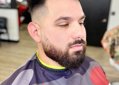 Freshly styled haircut and beard at Ruben Carreon in Yuba City, California, US.
