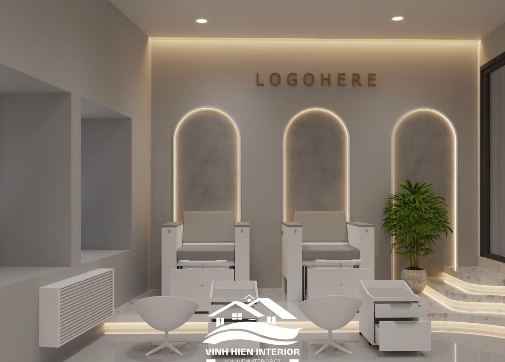 Thiết kế nội thất hiện đại tại LA Studio Kladno, Kladno, Středočeský Kraj, CZ với ghế và ánh sáng nổi bật.