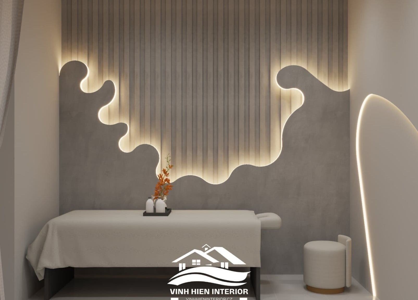 Phòng trị liệu sang trọng tại LA Studio Kladno, Kladno, Středočeský Kraj, CZ với đèn nền độc đáo.