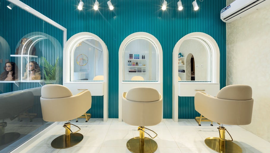 Adem Only salon interior with stylish chairs and mirrors in Tesano, Greater Accra Region, GH.