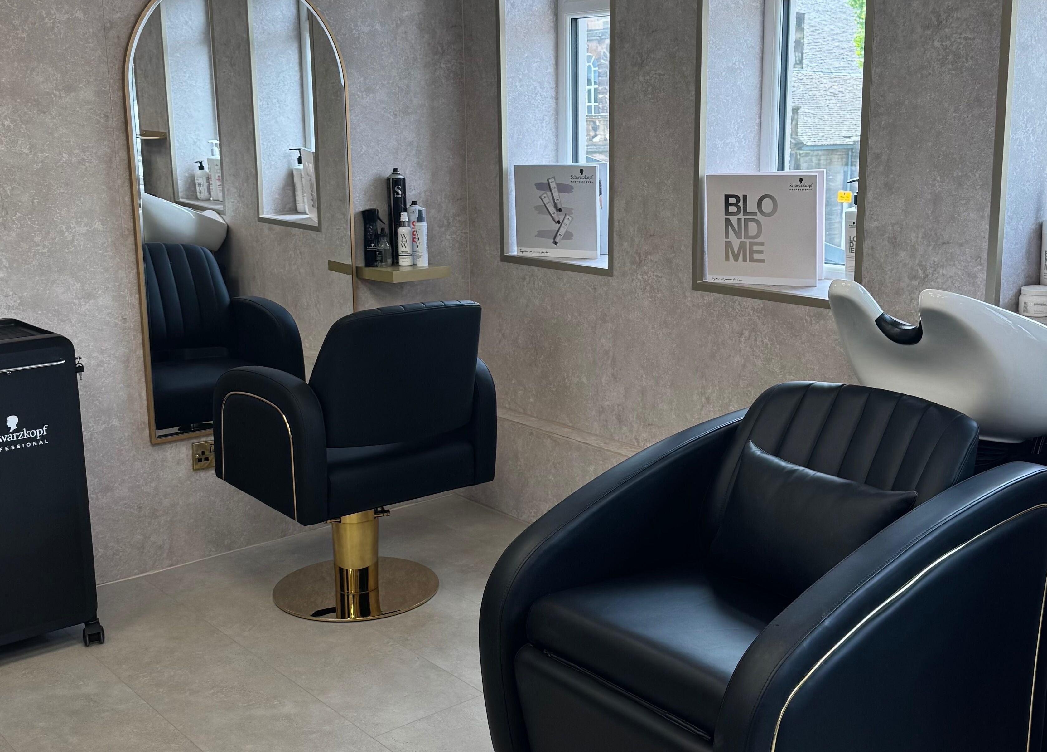 Elegant salon setup at The Hair Edit by caitlin- at Solea Salon in Motherwell, Scotland, GB.