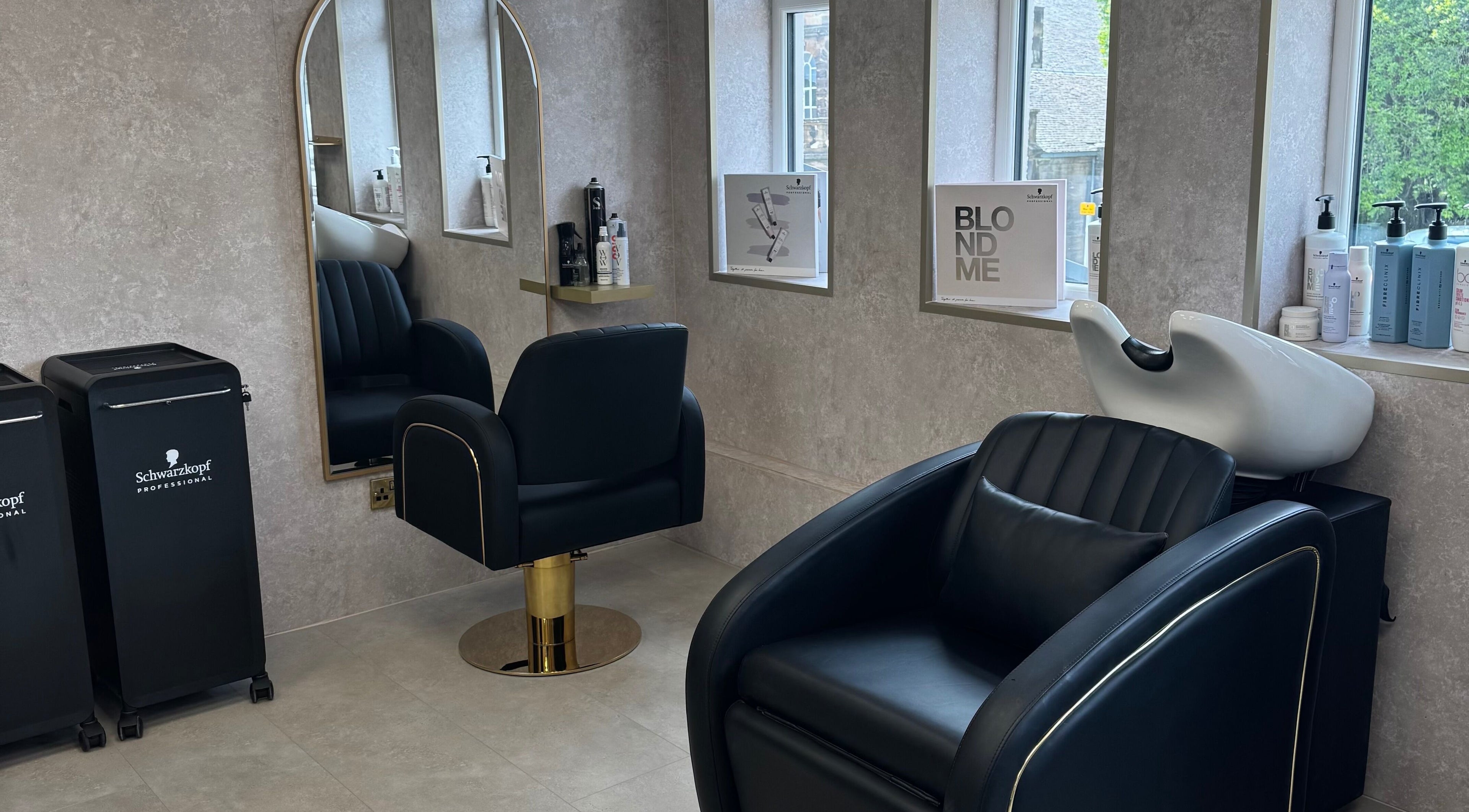 Elegant salon setup at The Hair Edit by caitlin- at Solea Salon in Motherwell, Scotland, GB.