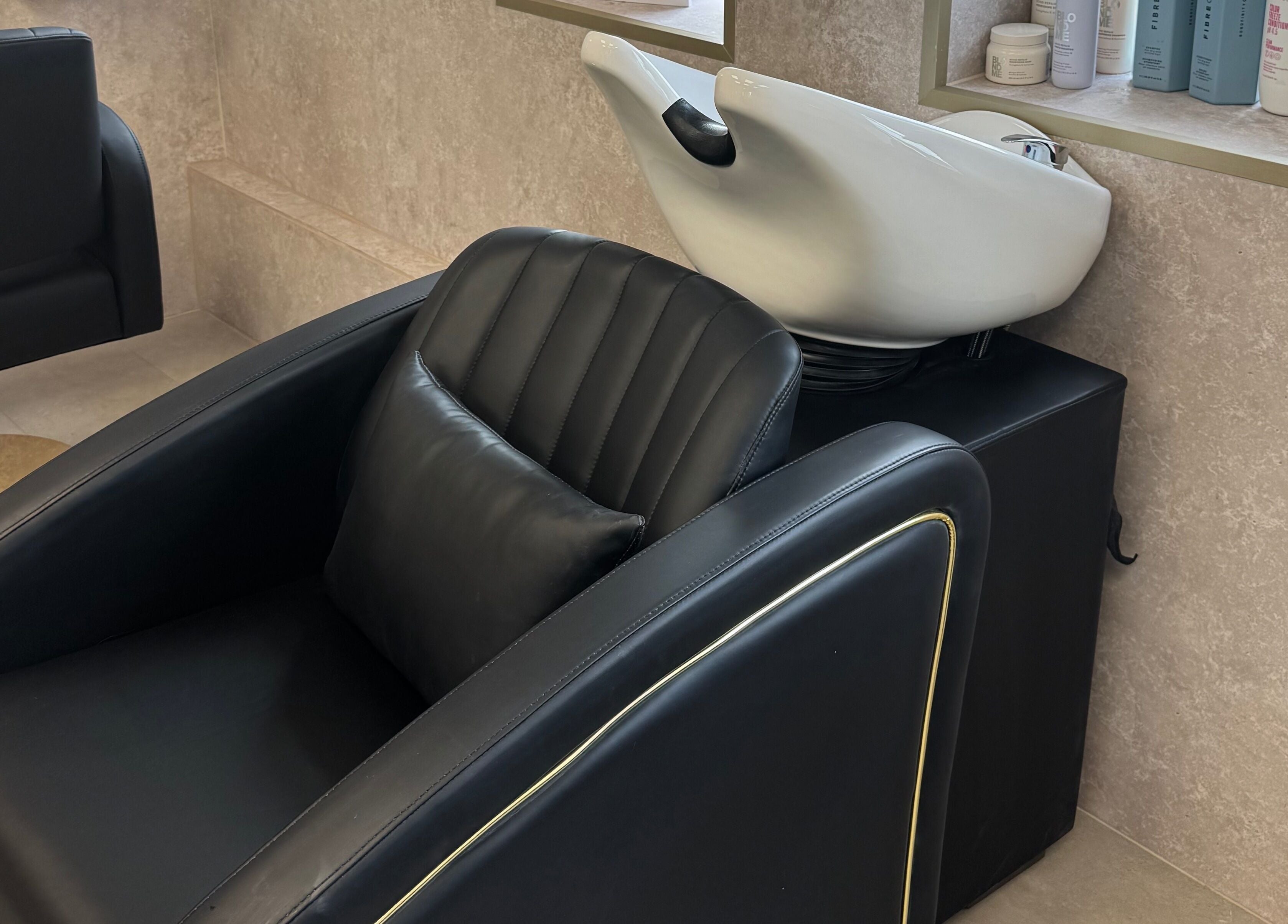 Modern wash station at The Hair Edit by caitlin- at Solea Salon, Motherwell, Scotland, GB.