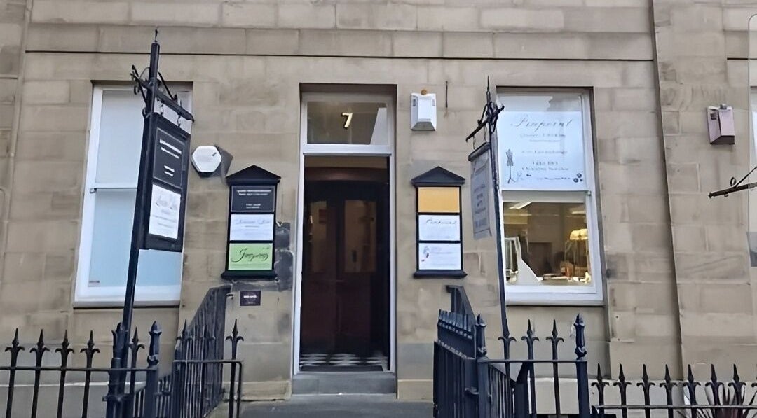 Entrance of Lia Brow Bar, Newcastle upon Tyne, England, GB with stylish signage.