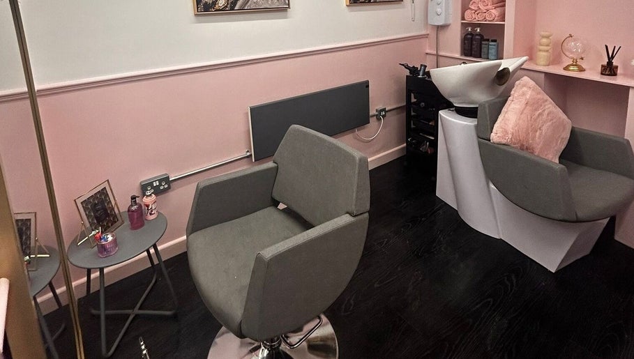 Modern styling chair and wash station at Courtney Louise Hair Studio, Northampton, England, GB.