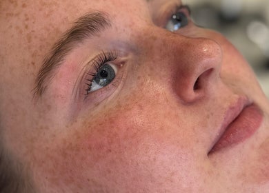 Close-up of enhanced lashes at The Brow & Lash Lab By Elle, Edinburgh, Scotland, GB.