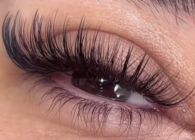 Close-up of eyelash extensions at Lash Studio By Jenny in Bertram, Western Australia, AU.