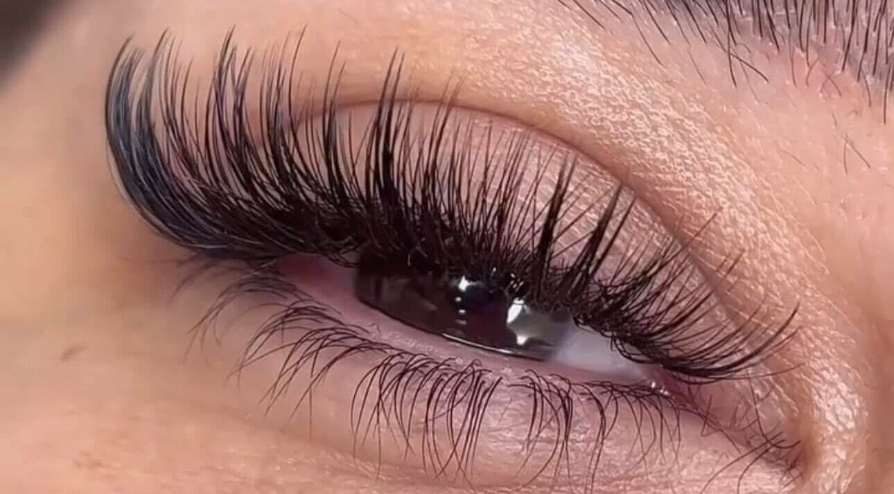 Close-up of eyelash extensions at Lash Studio By Jenny in Bertram, Western Australia, AU.