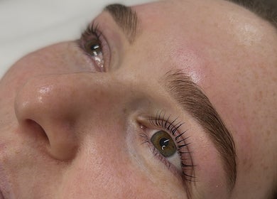 Close-up of a woman's well-groomed eyebrows at Neash Beauty, Kiama, New South Wales, AU.