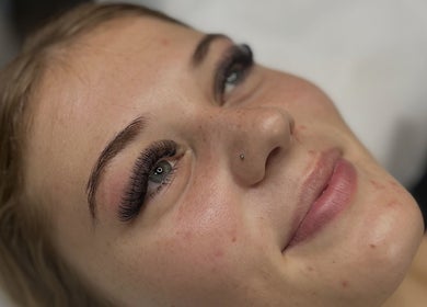 Close-up of a woman's enhanced eyelashes at Neash Beauty, Kiama, New South Wales, AU.