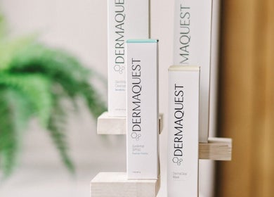 Dermaquest products displayed at Cecily Skin Clinic & Koha Aesthetics, Berkhamsted, England, GB.