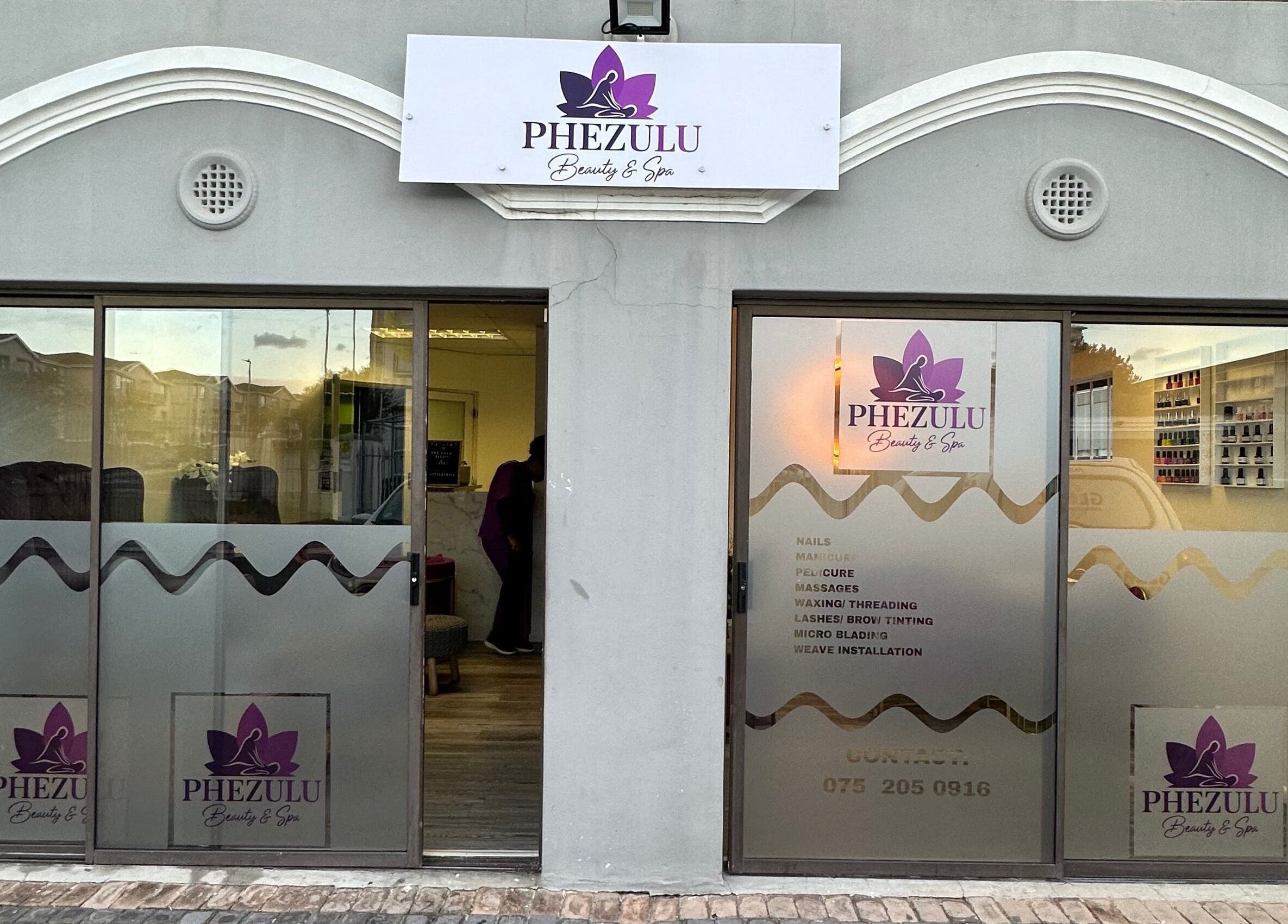 Front view of Phezulu beauty and spa in Cape Town, Western Cape, ZA, showcasing elegant entrance design.