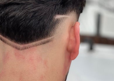 Close-up of a precision haircut at Ultimate Crown Barber, formerly Foresthall Barber, in Forest Hall, England, GB.
