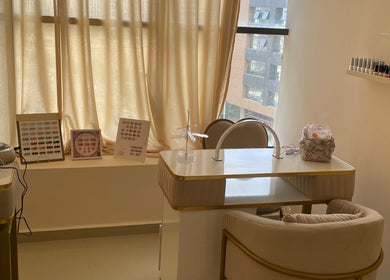 Chic nail salon at Wellness Palace in Casablanca, Casablanca-Settat, MA with elegant decor and ample natural light.