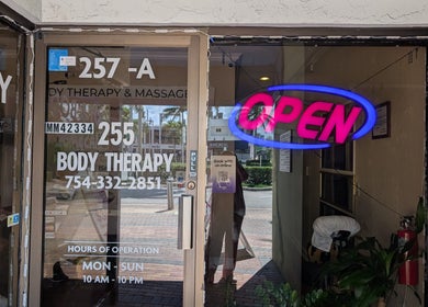 Front entrance of Bardon Beauty showing open sign, located in Lauderdale-by-the-sea, Florida, US.