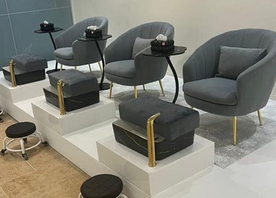 Luxurious pedicure chairs at La Finesse Salon, Al Khobar, Eastern Province, SA, offering premium wellness.