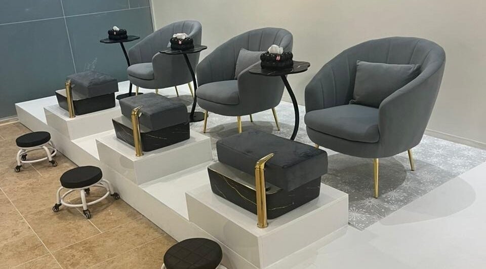 Luxurious pedicure chairs at La Finesse Salon, Al Khobar, Eastern Province, SA, offering premium wellness.