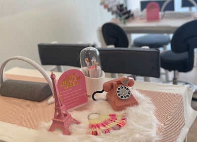 Chic nail station setup at La Finesse Salon, Al Khobar, Eastern Province, SA with tools and decor.