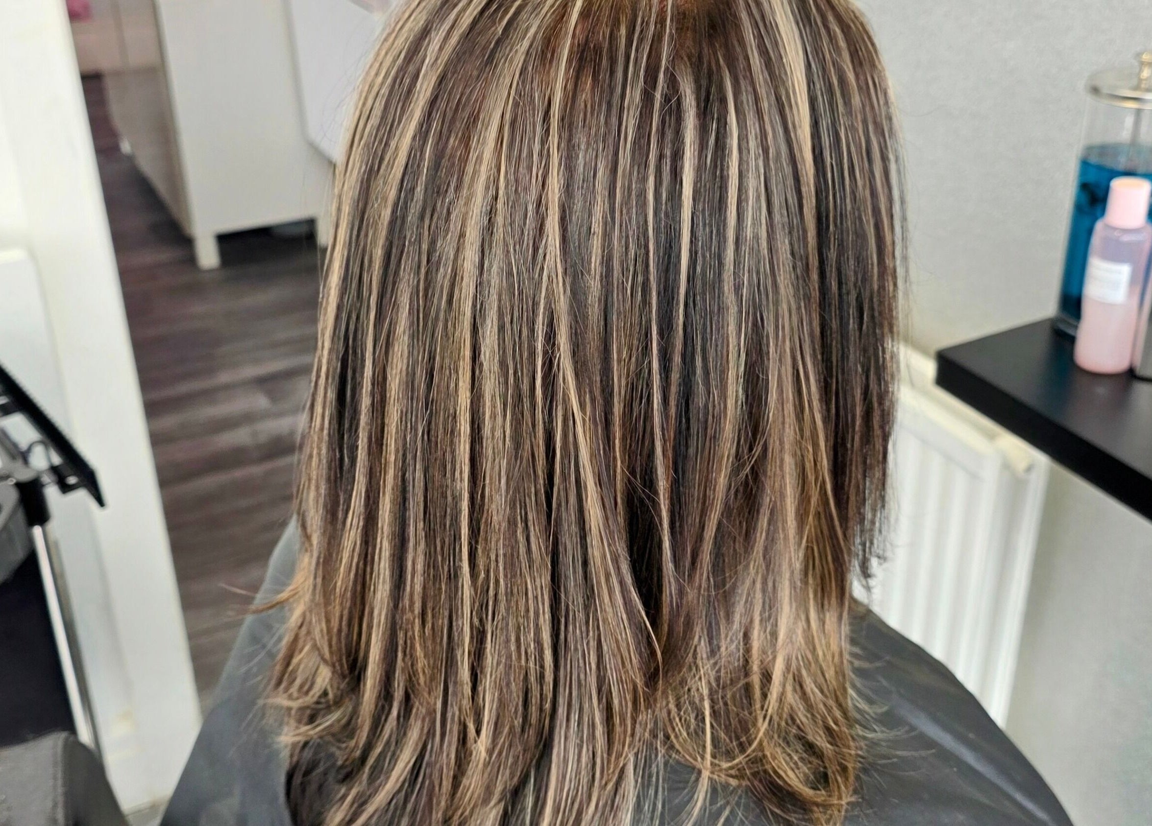 Stylish hair highlights at Fandvstudio, Macclesfield, England, GB salon showcasing expert styling.