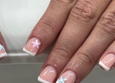 Elegant pastel star nail art by By Kayleigh Marie, Gateshead, England, GB. Perfectly manicured nails with white tips.