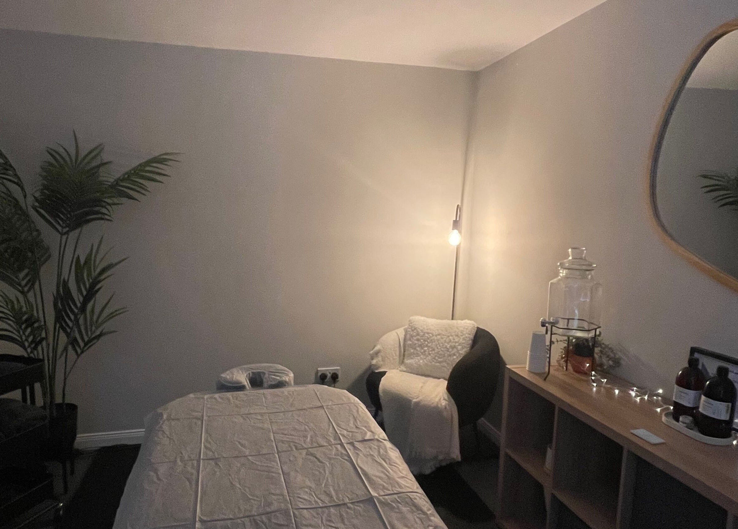 Tranquil therapy room at Relax and Recover, Bangor, Northern Ireland, GB, featuring cozy lighting and decor.