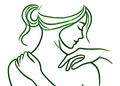 Artistic outline of a woman receiving massage at TruAura Mobile Massage, Cardiff, Wales, GB.