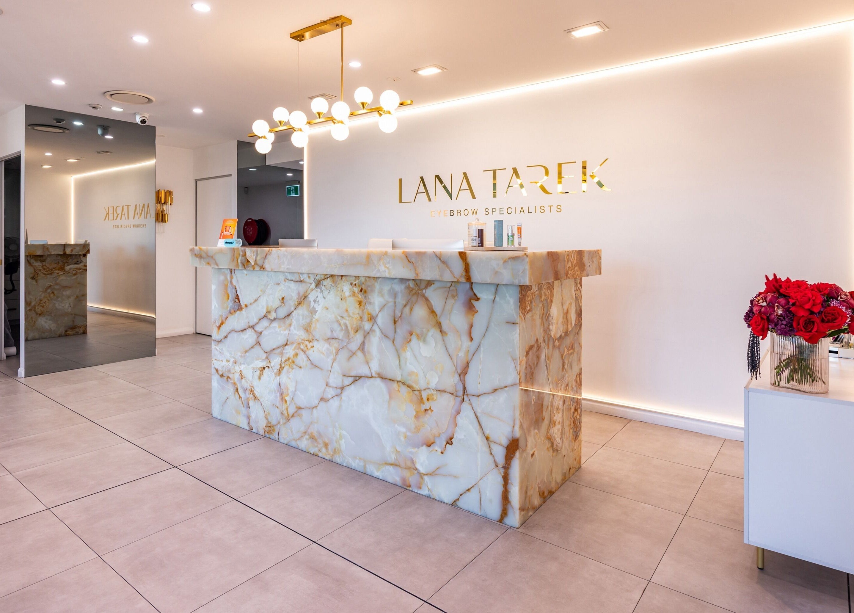 Elegant reception area at Lana Tarek Eyebrow Specialists, Ashfield, New South Wales, AU.