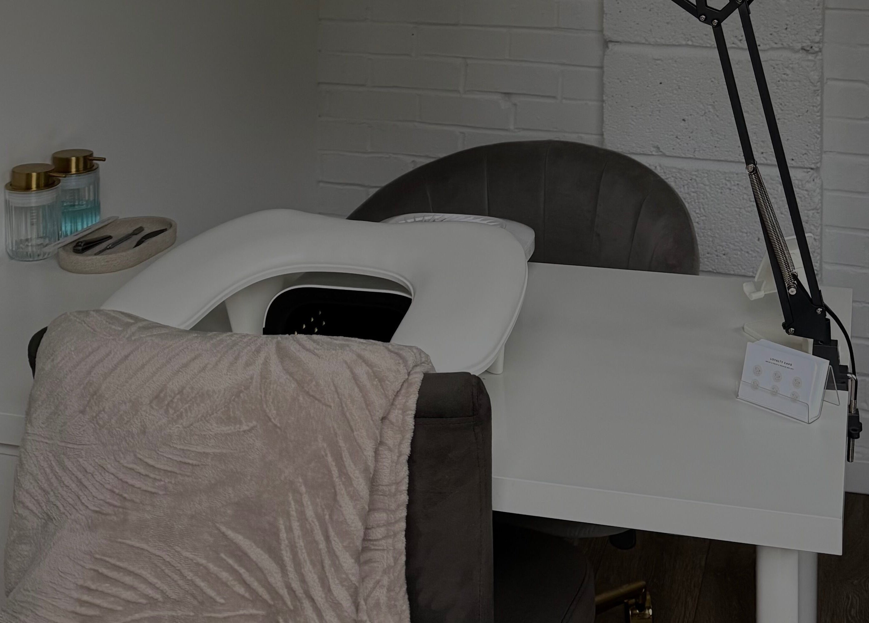 Elegant nail care setup at By Daisy James, Market Weighton, England, GB with tools and modern decor.