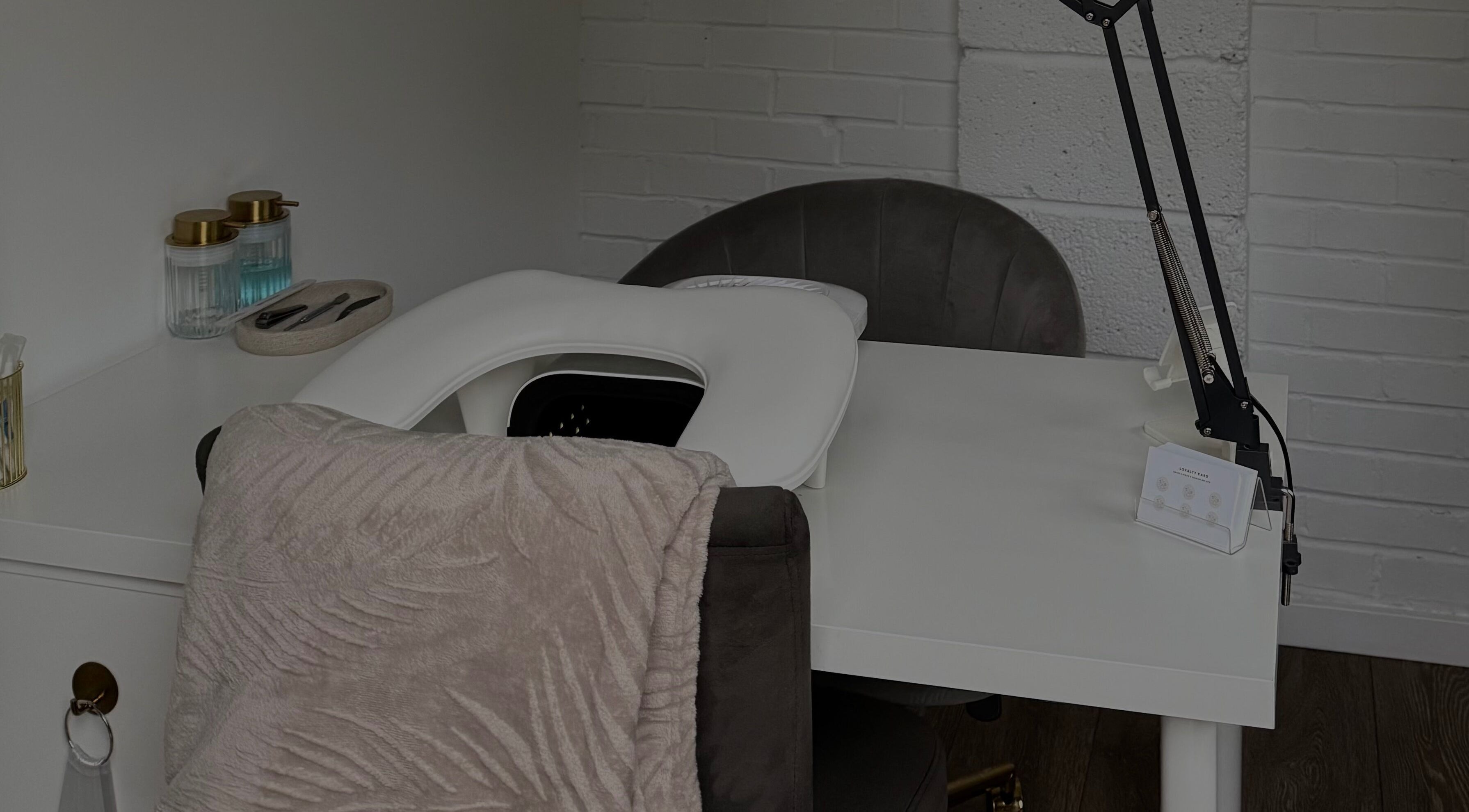 Elegant nail care setup at By Daisy James, Market Weighton, England, GB with tools and modern decor.