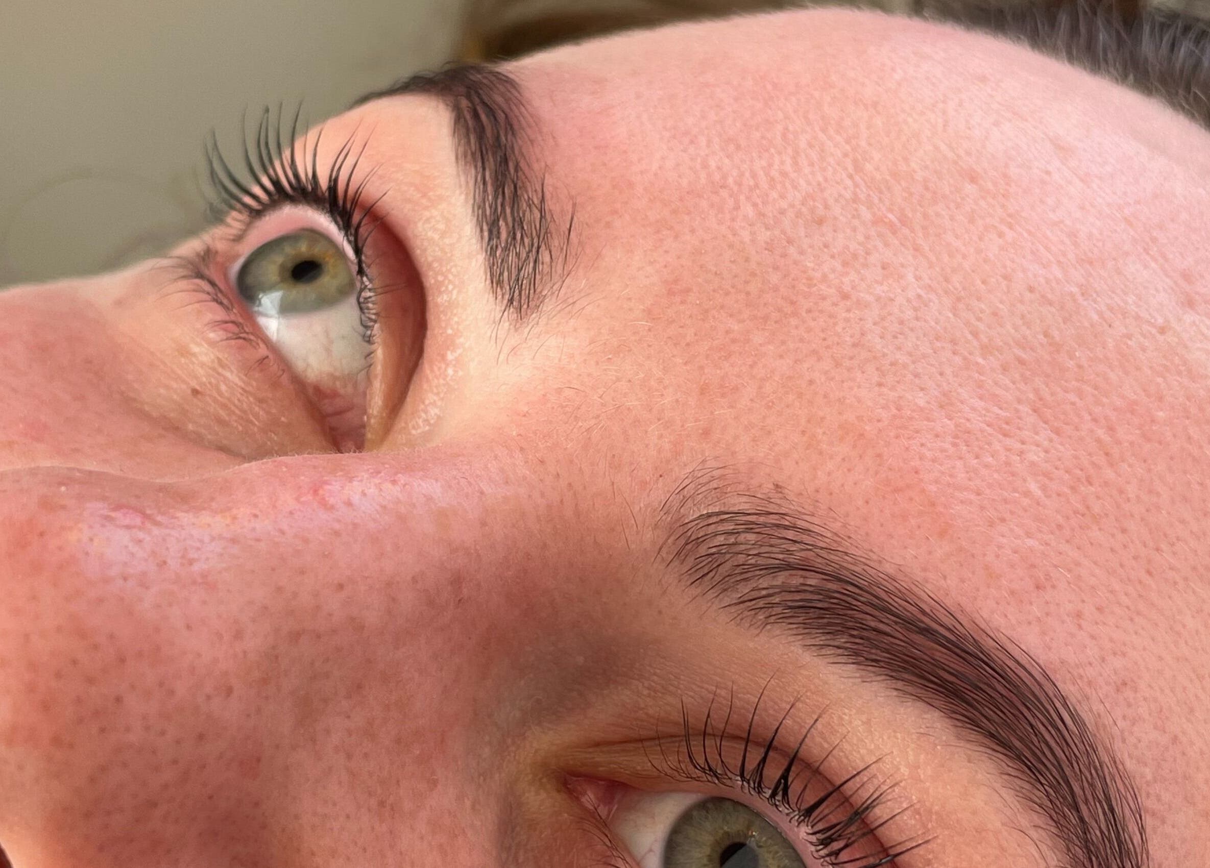 Close-up of lashes enhanced at Possession Beauty, Thirroul, New South Wales, AU for a natural look.