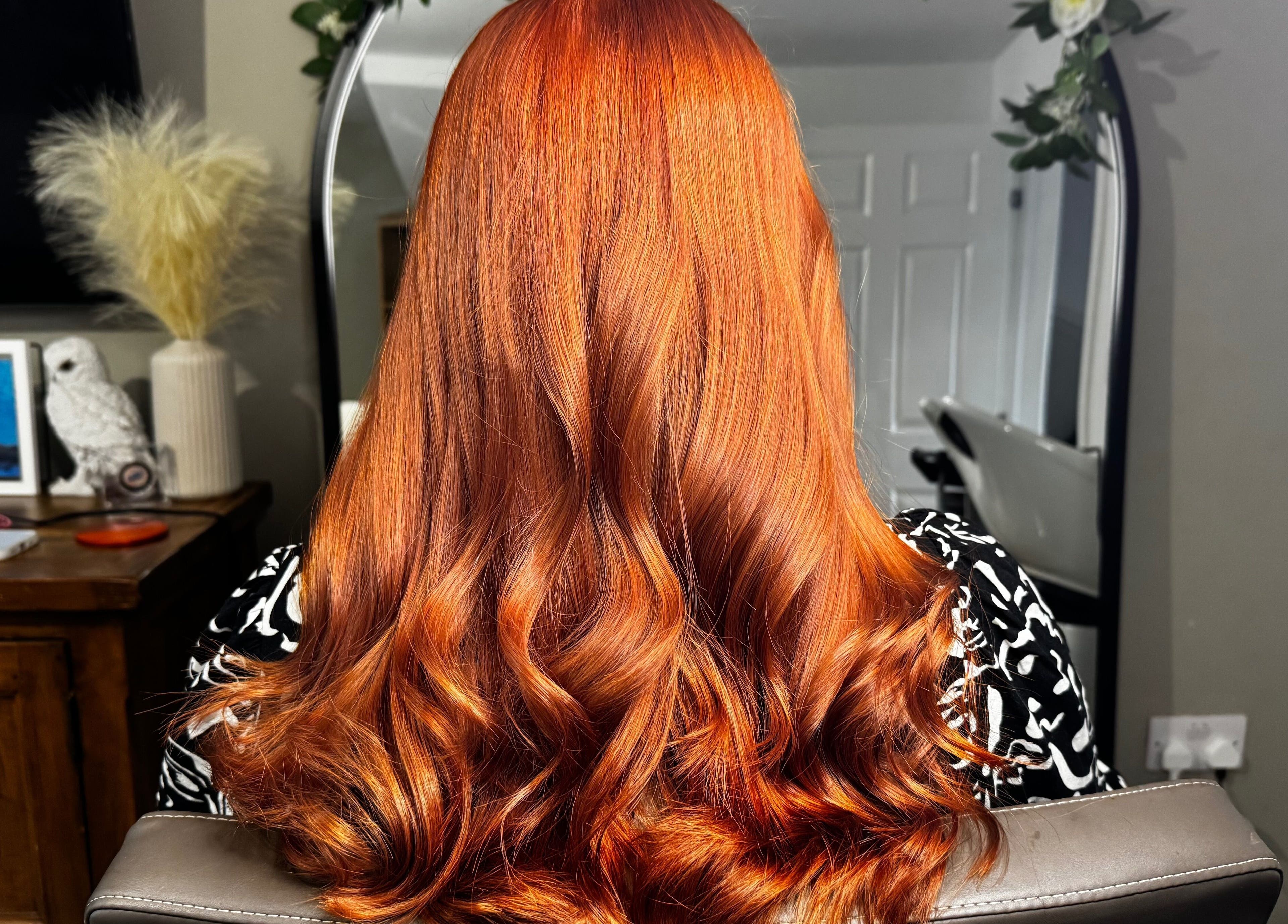 Stunning red hair at Luxe Locks, York, England, GB, showcasing vibrant salon expertise.