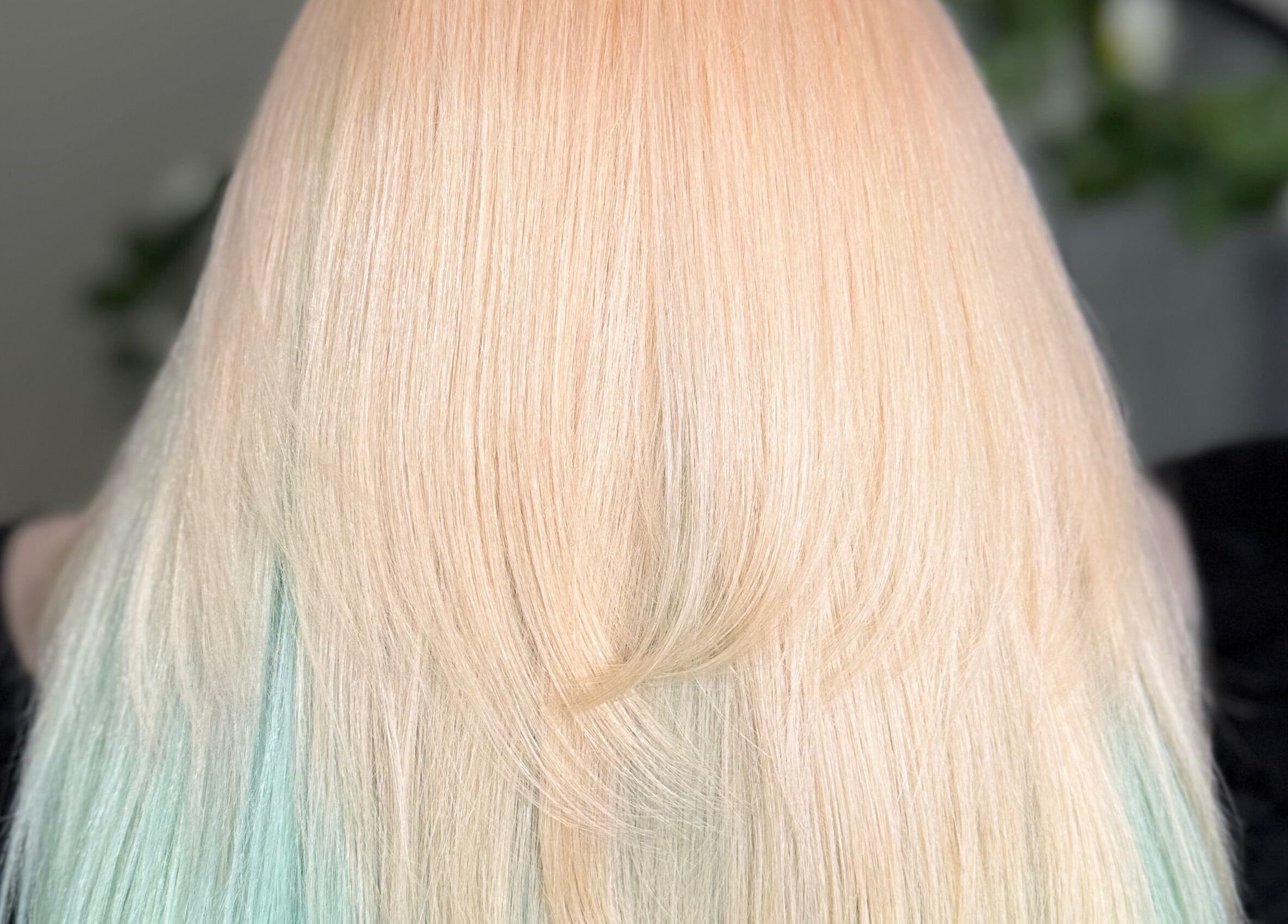 Elegant pastel dyed hair at Luxe Locks, York, England, GB, showcasing expert style and vibrant color.
