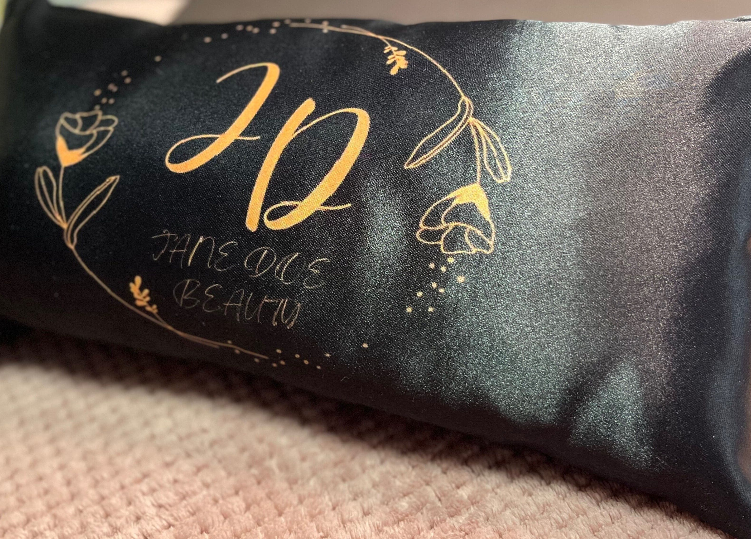 Elegant pillow with Jane Doe Beauty logo, Pretoria, Gauteng, ZA.