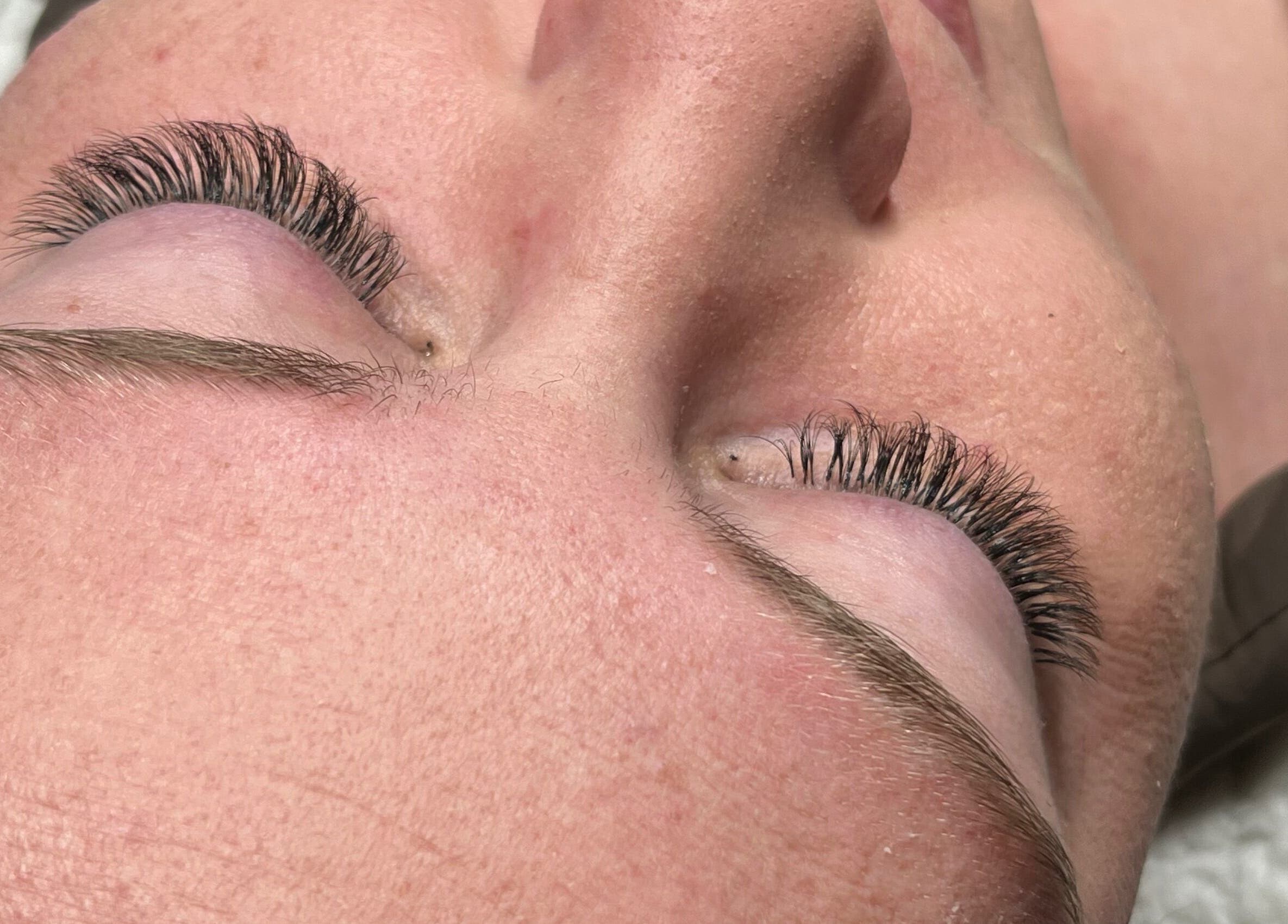Close-up of eyelash extensions at Jane Doe Beauty, Pretoria, Gauteng, ZA.