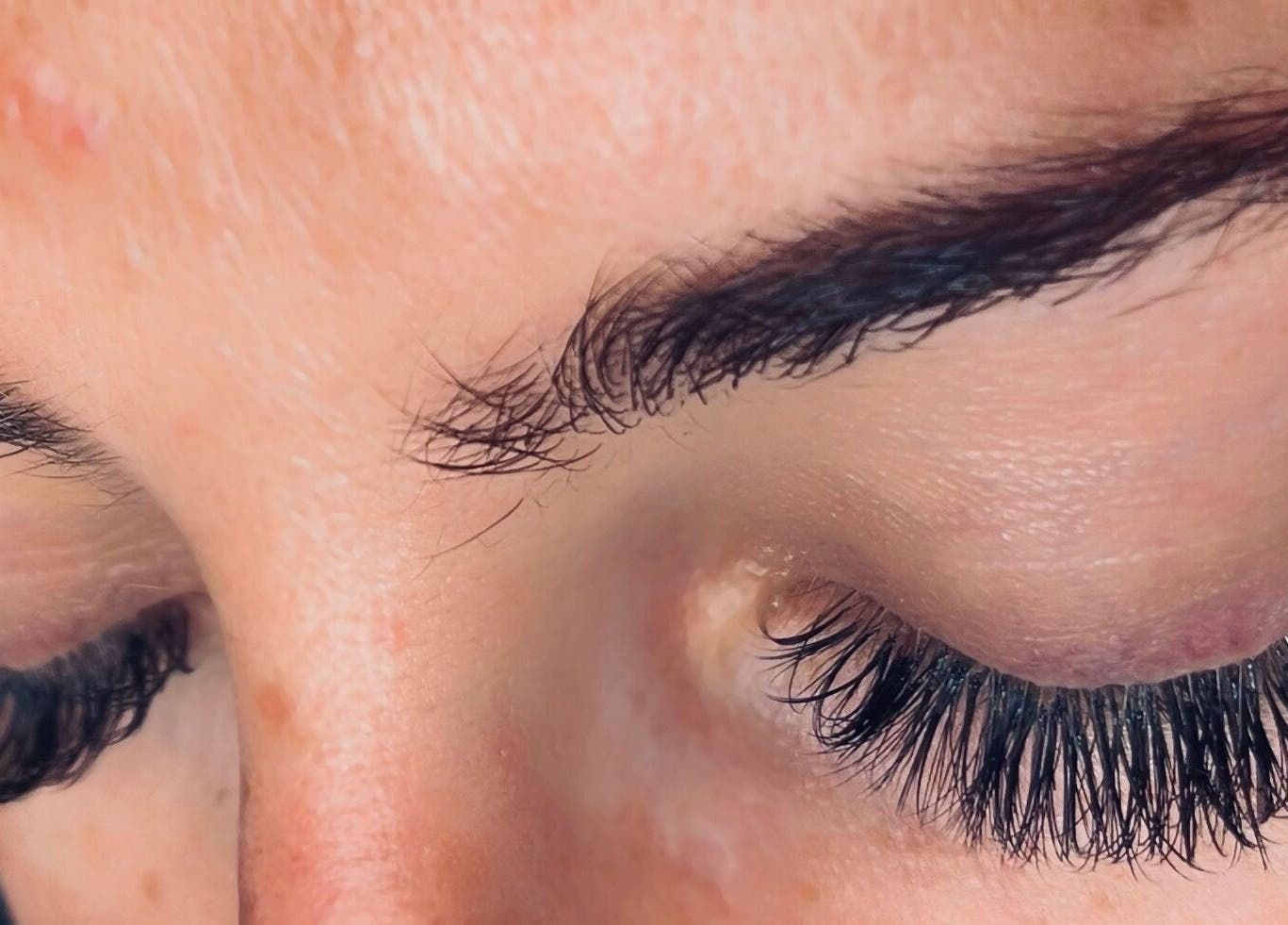 Close-up of full, styled eyelashes at Jane Doe Beauty, Pretoria, Gauteng, ZA.