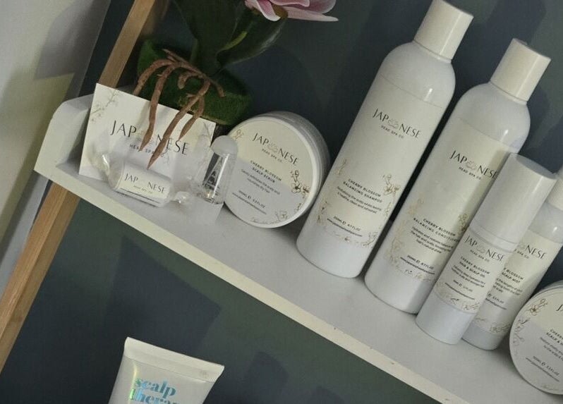 Japanese wellness products on display at Loveli, Grangemouth, Scotland, GB, showcasing elegance and quality.