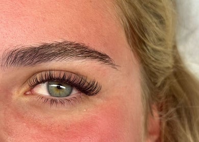 Close-up of enhanced lashes at By Lana Grace, Ludgvan, England, GB showcasing beautiful eyelash extension.