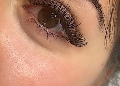 Close-up of styled eyelashes from Kailey’s Beauty Room in Lowestoft, England, GB.