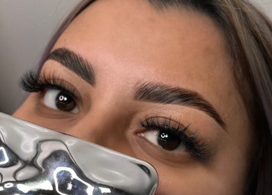 Close-up of expertly styled eyelashes at Claudiambeauty, South Gate, California, US.