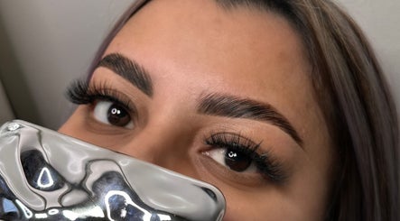 Close-up of expertly styled eyelashes at Claudiambeauty, South Gate, California, US.