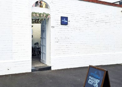 Front entrance of Little Pigeon Massage and Waxing in Melbourne, Victoria, AU showcasing inviting open door.