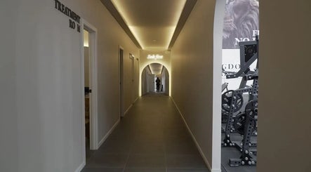 Elegant hallway at H.N Muscle Therapy in Melbourne, Victoria, AU, with inviting ambient lighting.