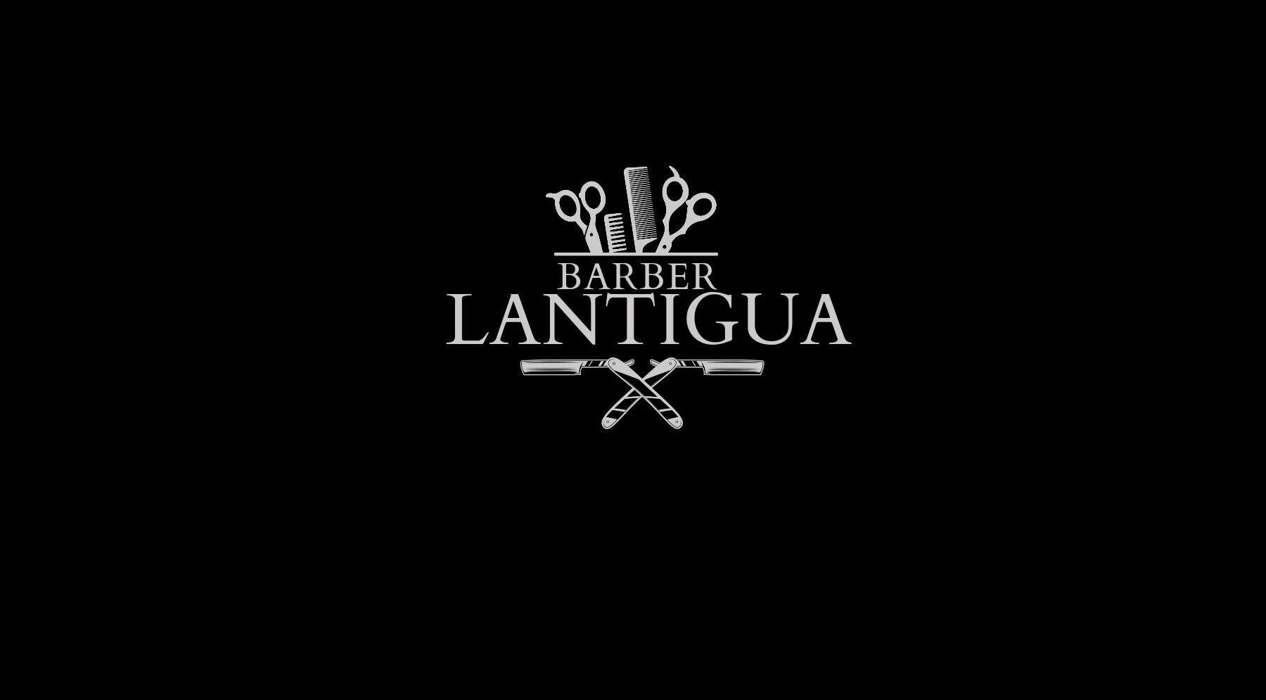 Logotipo elegante de BARBER LANTIGUA en Quilicura, Región Metropolitana, CL, destacando herramientas de barbería.