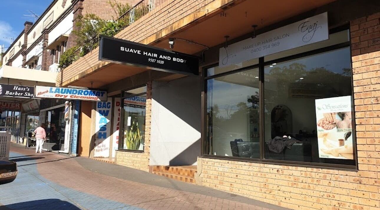 Exterior of @Luxe Looks By Maria in Allawah, New South Wales, AU showcasing salon and surrounding shops.