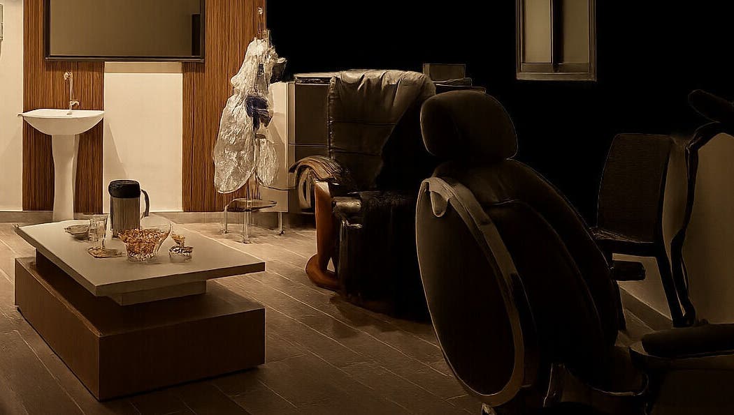 غرفة انتظار أنيقة في Private cut by abu Yousef, مادبا, JO توفر الراحة للعملاء.