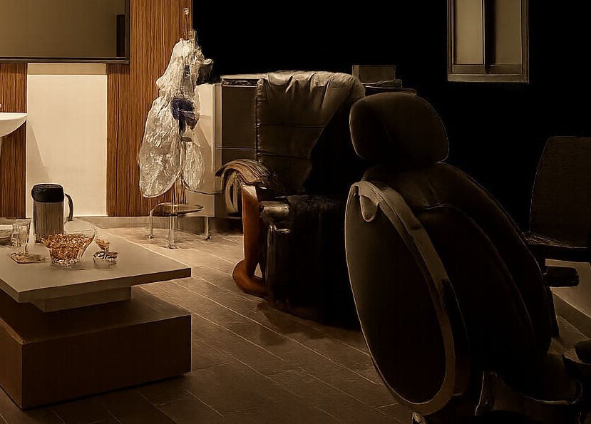 غرفة انتظار أنيقة في Private cut by abu Yousef, مادبا, JO توفر الراحة للعملاء.