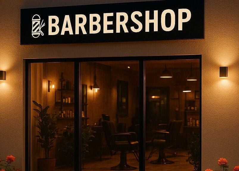 واجهة محل Private cut by abu Yousef في مادبا, JO بأضواء دافئة ولمسة ترحيبية.